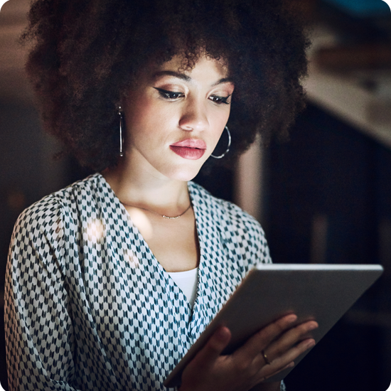 Computing Fundamentals - woman looking at tablet